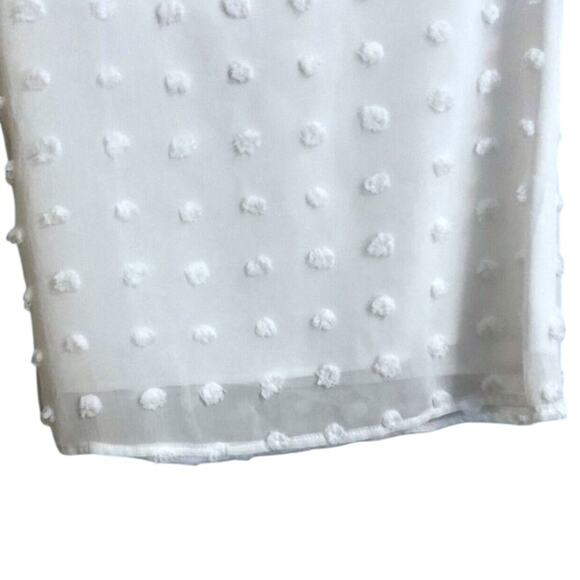 Camisa Women's White Swiss Dot Size S Lined Blouse Top Sheer Short Sleeves - Picture 4 of 7